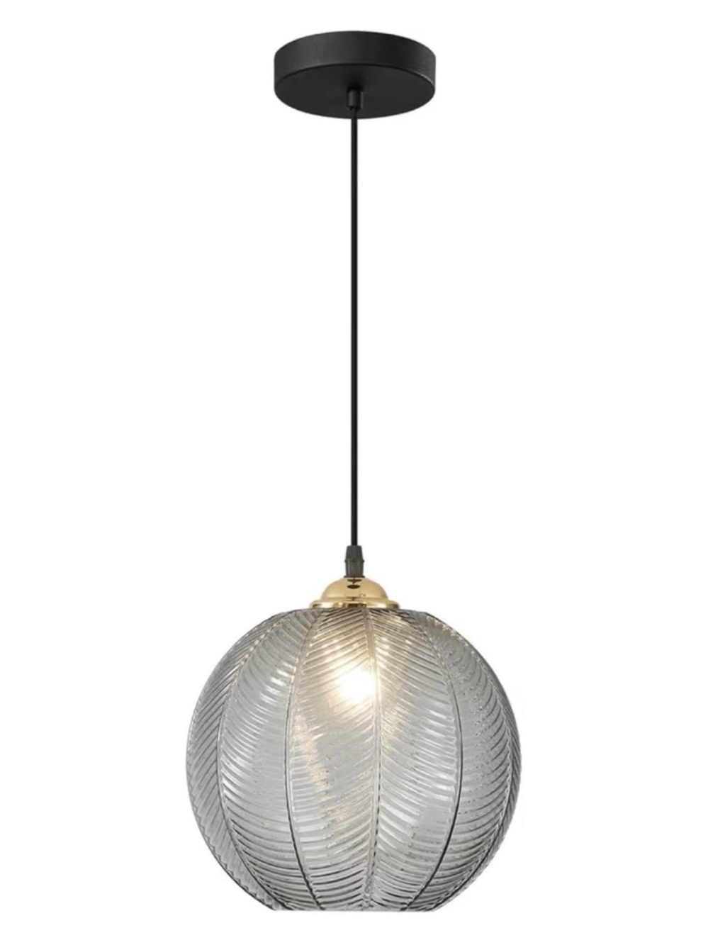 Smoke Gray Glass Pendant Light Modern Globe Kitchen Island Hanging NEW